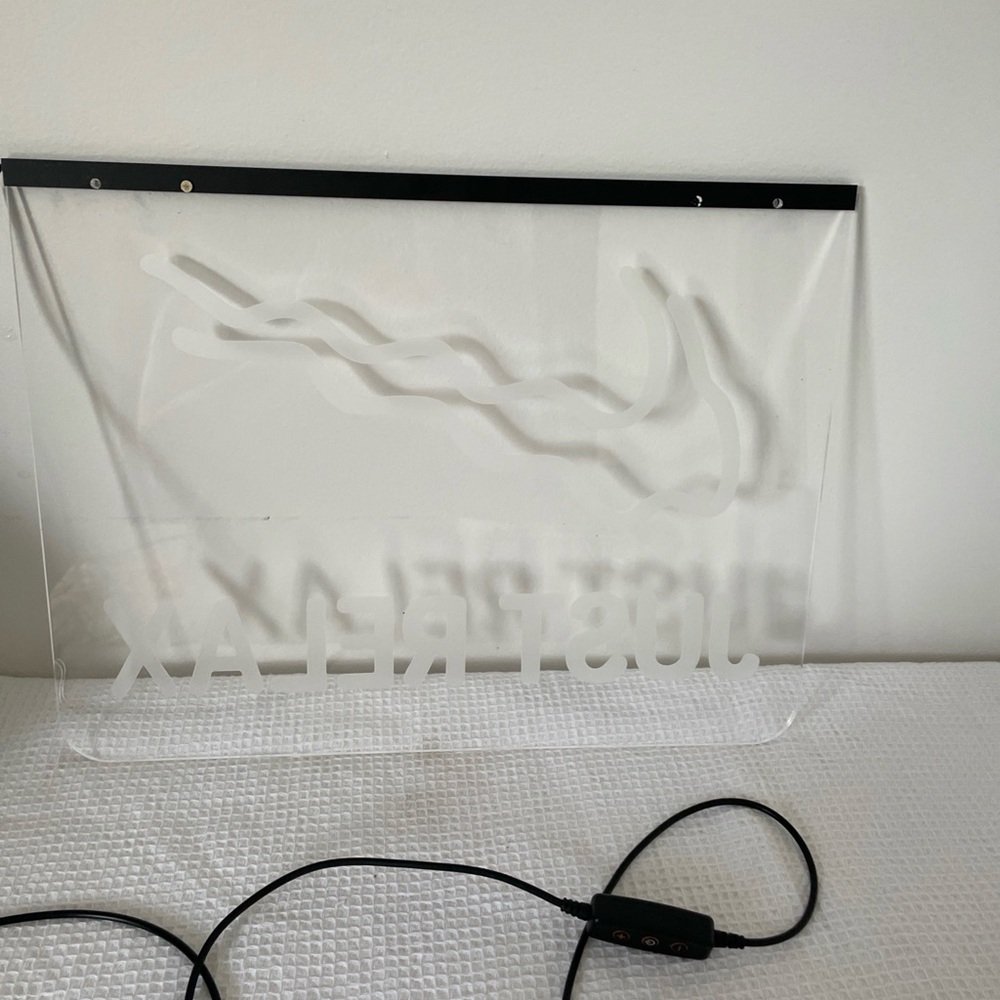 Blue Neon 'Just Relax' Sign 16” by 12” USB no block included adjustable bright - Picture 14 of 16